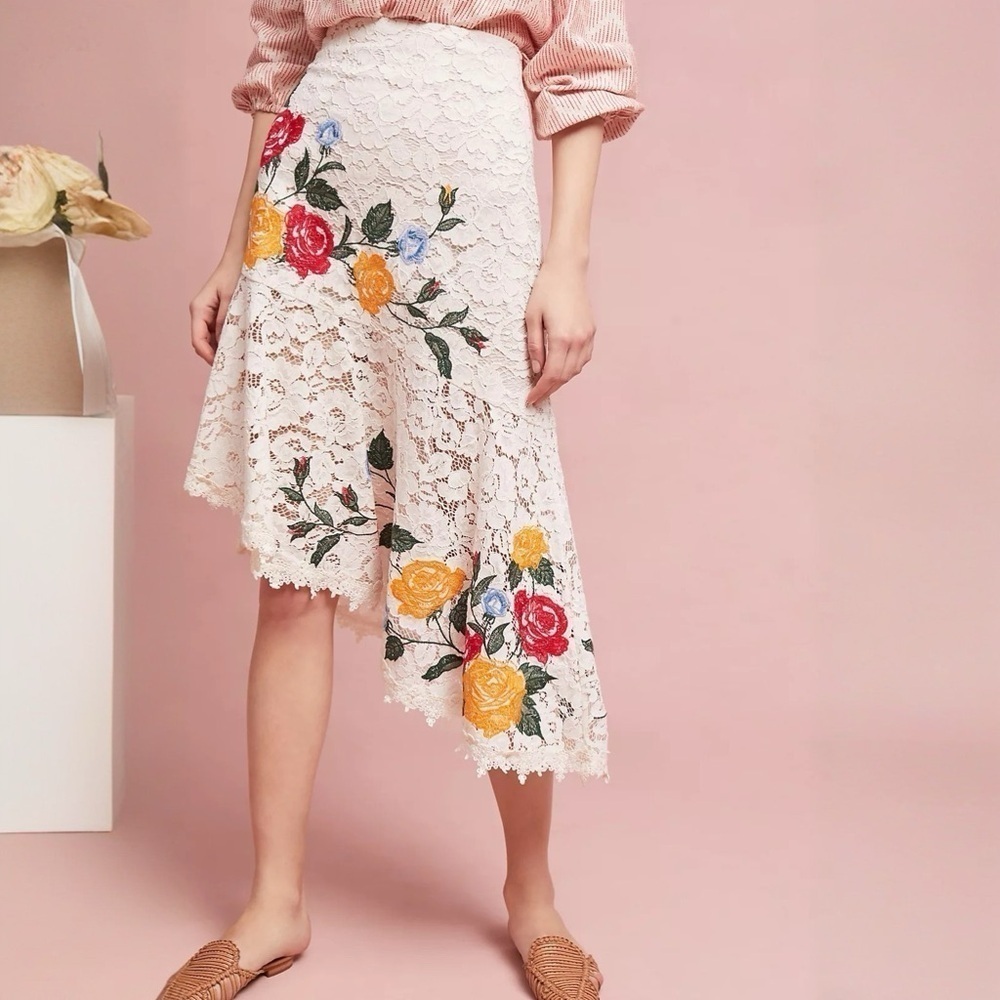 Maeve Anthropologie Ottoline Lace Skirt Size Large - Picture 2 of 10